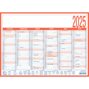 Werkdagkalender A4 gelamineerd 2025