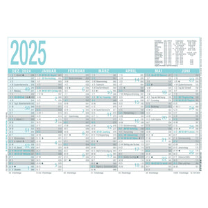 Werkdagkalender grijs/turquoise A4 7M/1S 2025