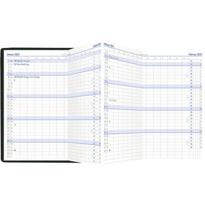 Zakplanner Leporello PVC zwart 1M/2S 2025