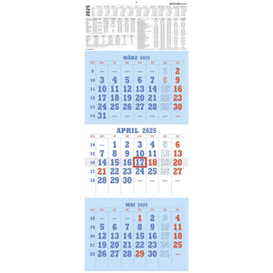 3-maandskalender blauw/rood 2025