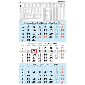 3-maandskalender blauw 2025