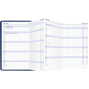 Zakplanner Leporello PVC blauw 1M/2S 2025