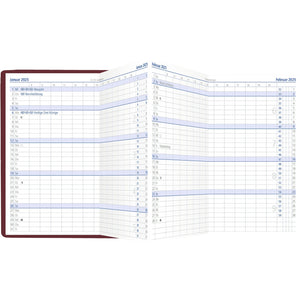 Zakplanner Leporello PVC bordeaux 1M/2S 2025