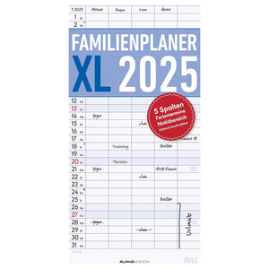 Familieplanner XL met 5 kolommen 2025