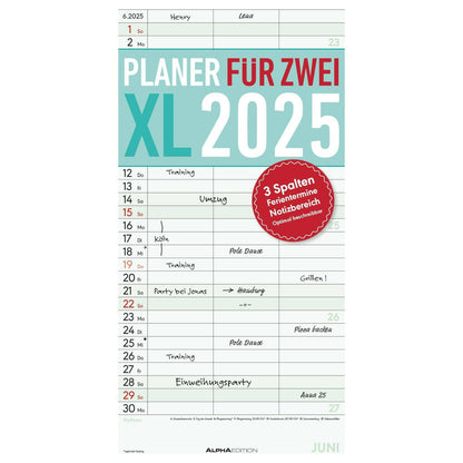 Planner voor 2 XL met 3 kolommen 2025