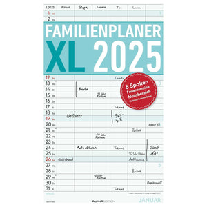 Familieplanner XL met 6 kolommen 2025