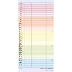 Familieplanner kleurrijk 4 kolommen voor 18 maanden 2025