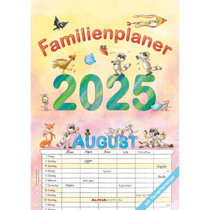 Familieplanner cartoon 2025