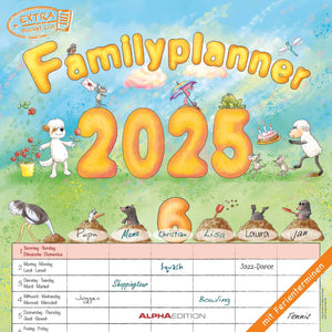 Familieplanner cartoon 2025