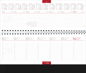 Tischquerkalender Mallorca  Alpha schwarz 1 Woche / 2 Seiten 2024