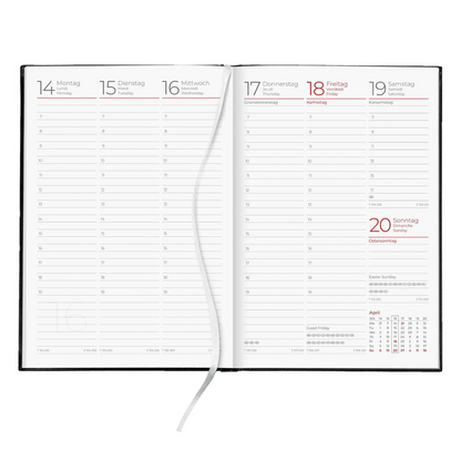 Weekboekkalender A5 Tyra Balacron zwart 1 week / 2 pagina's 2024